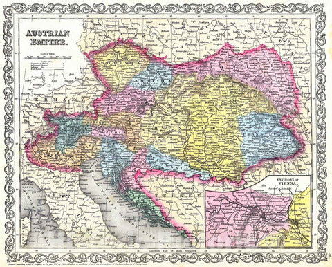 Historic Map : 1856 Austrian Empire : Vintage Wall Art
