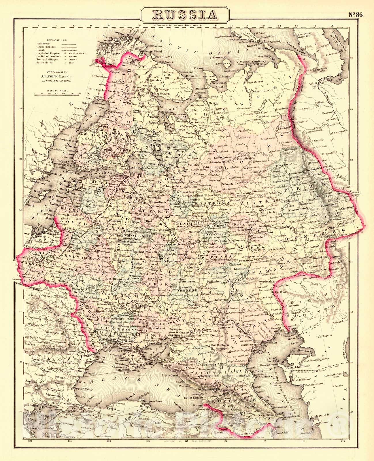 Historic Map : 1857 Russia : Vintage Wall Art