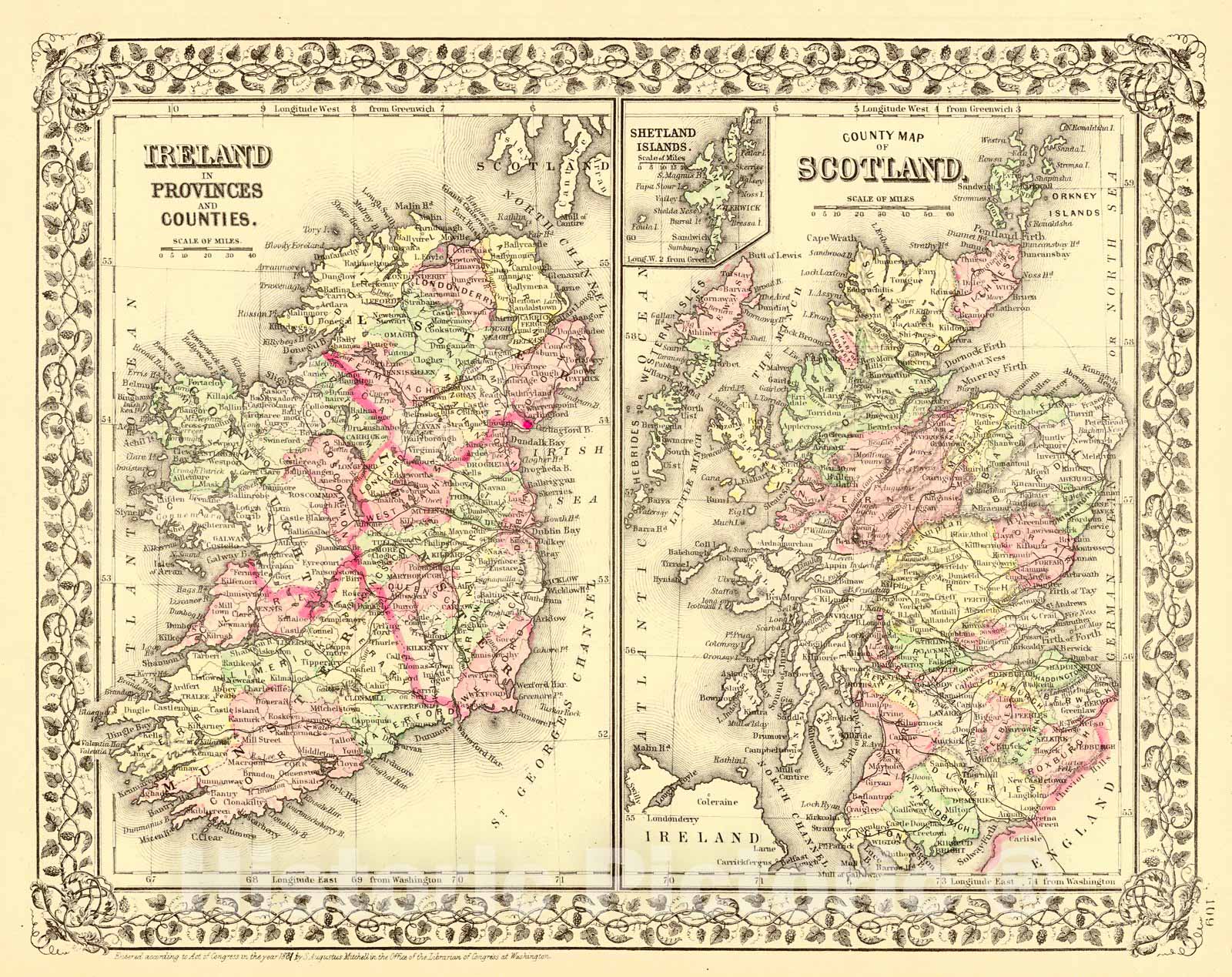 Historic Map : Johnson's Switzerland, 1860 : Vintage Wall Art