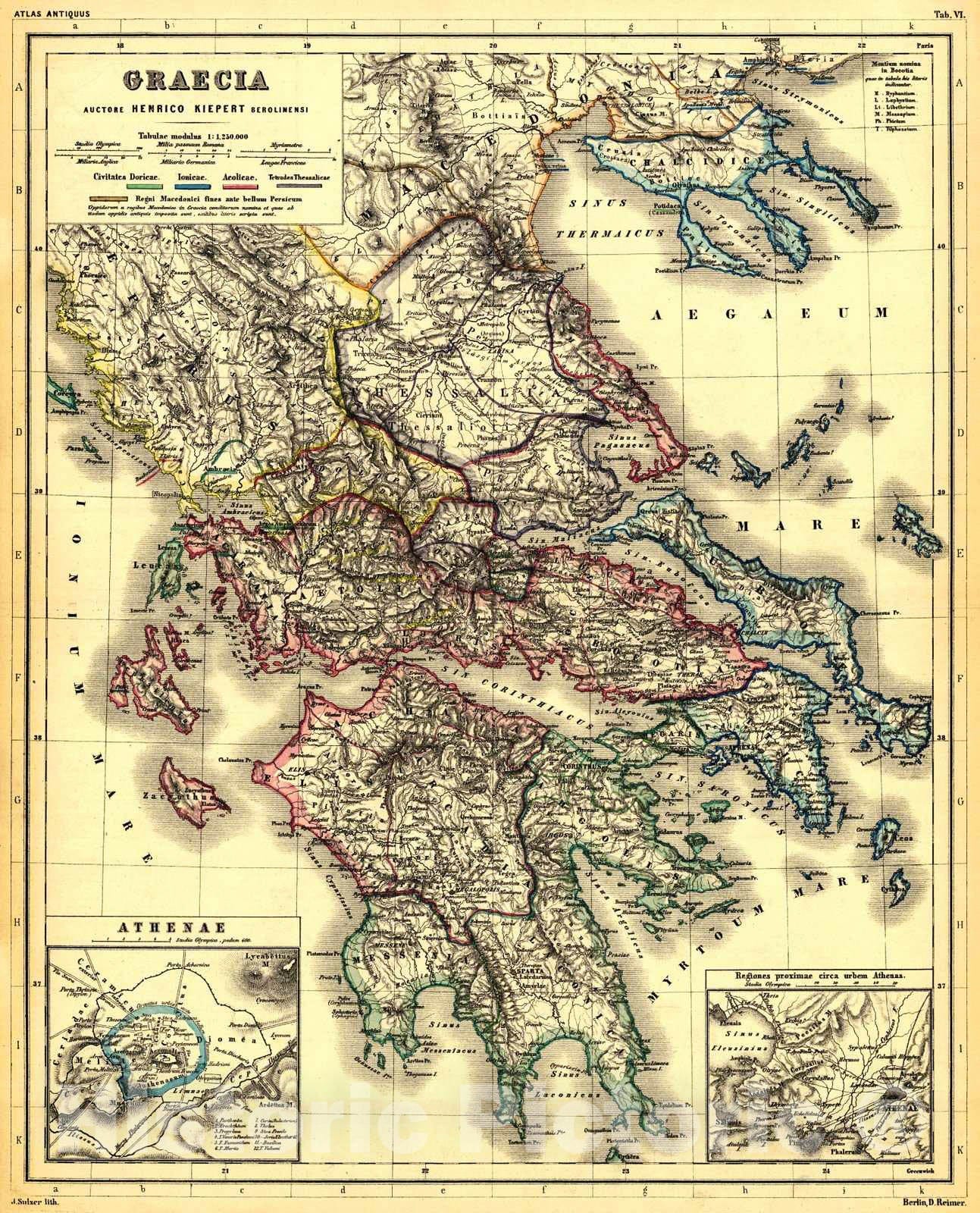 Historic Map : 1860 Graecia : Vintage Wall Art