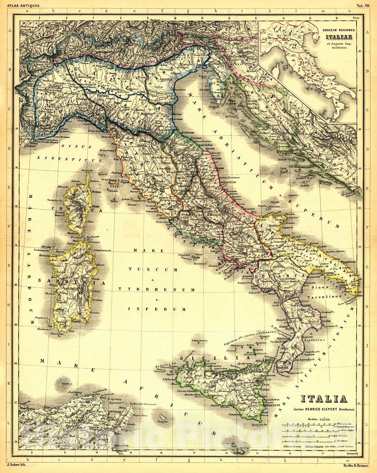 Historic Map : 1860 Italia : Vintage Wall Art