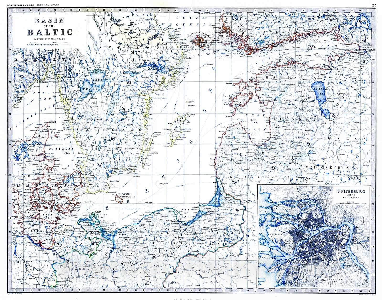 Historic Map : 1861 Basin of the Baltic : Vintage Wall Art