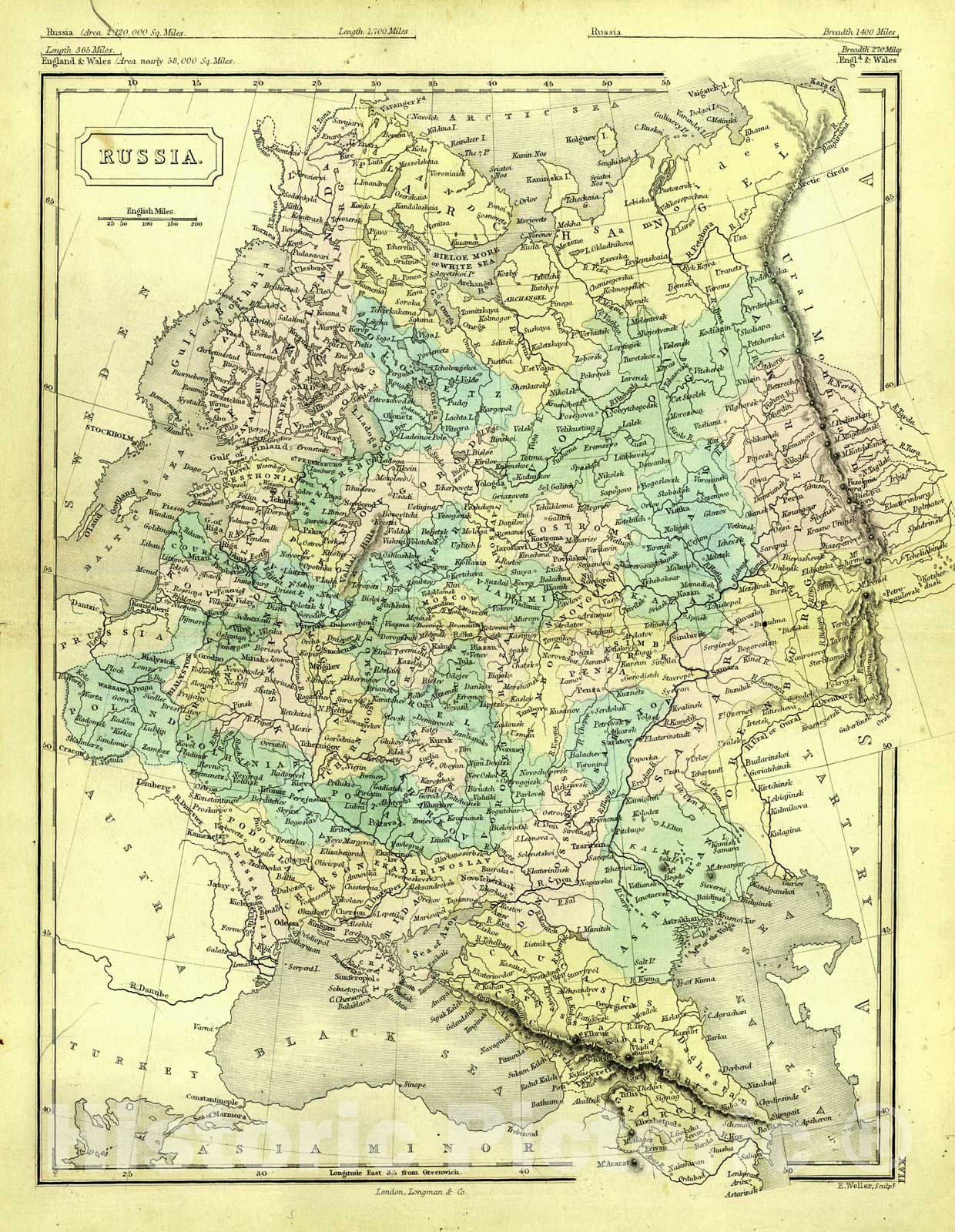 Historic Map : 1861 Russia : Vintage Wall Art