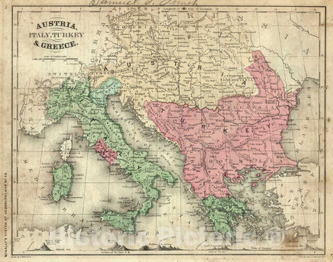 Historic Map : 1865 Austria, Italy, Turkey and Greece : Vintage Wall Art