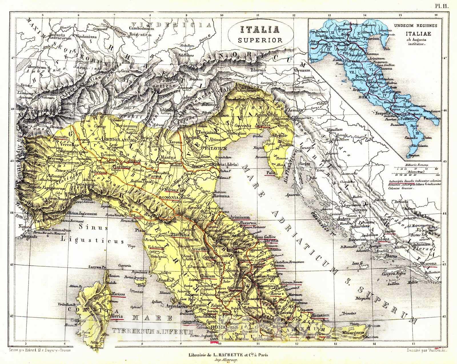 Historic Map : 1865 Italia Superior : Vintage Wall Art