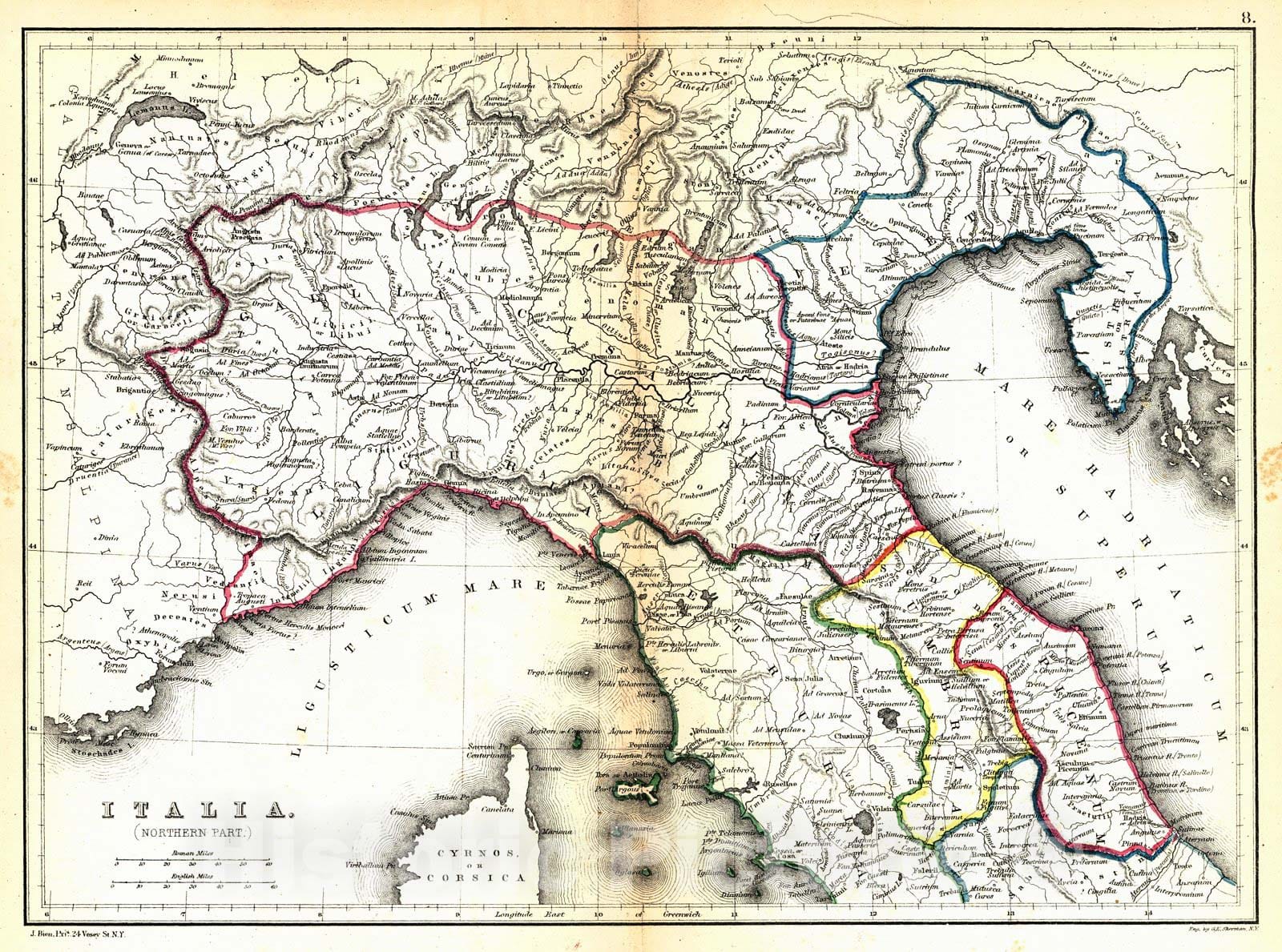 Historic Map : 1867 Italia (Northern Part) : Vintage Wall Art