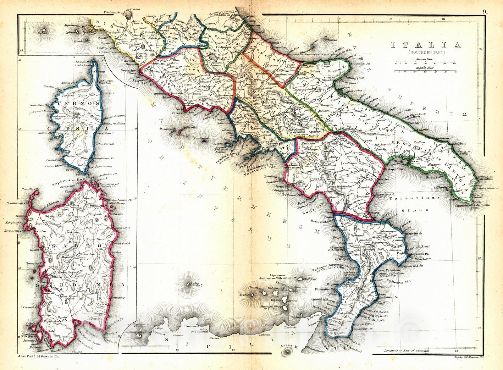 Historic Map : 1867 Italia (Southern Part) : Vintage Wall Art