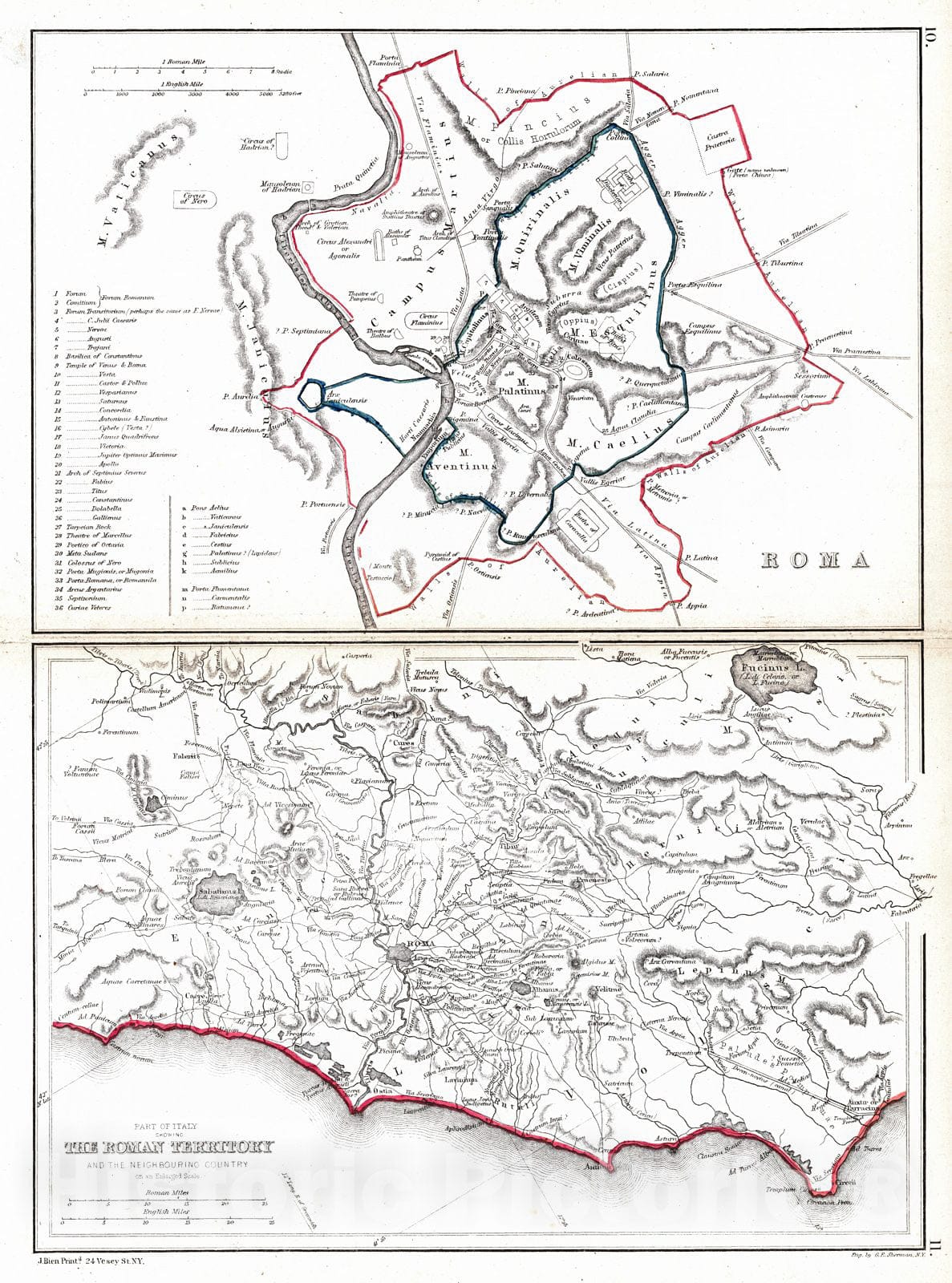 Historic Map : 1867 Roma and the Roman Territory : Vintage Wall Art