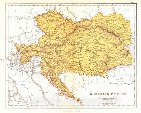 Historic Map : 1869 Austrian Empire : Vintage Wall Art
