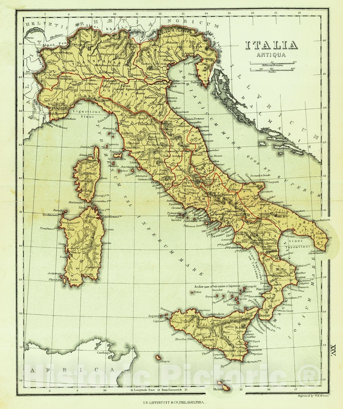 Historic Map : 1869 Italia Antiqua : Vintage Wall Art