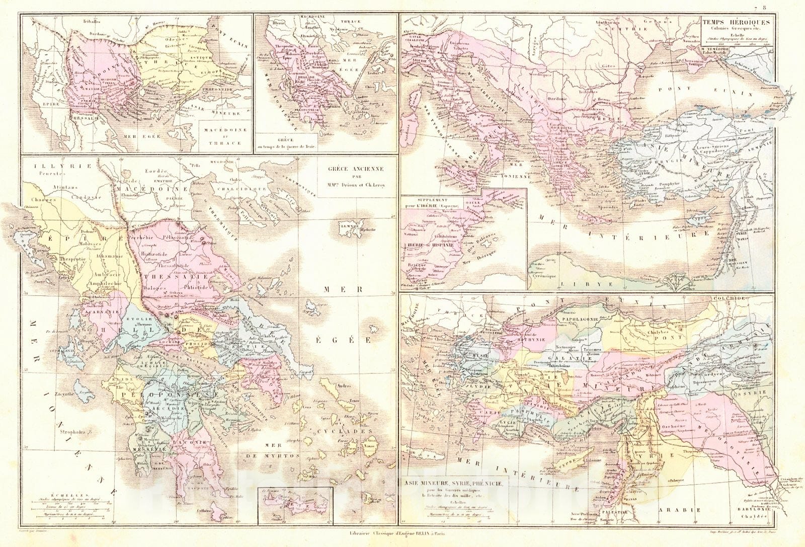 Historic Map : 1873 Grece Ancienne : Vintage Wall Art