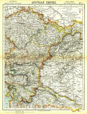 Historic Map : 1884 Austrian Empire : Vintage Wall Art