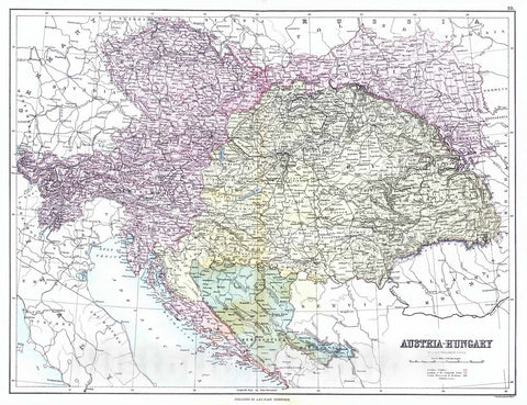 Historic Map : 1885 Austria-Hungary : Vintage Wall Art
