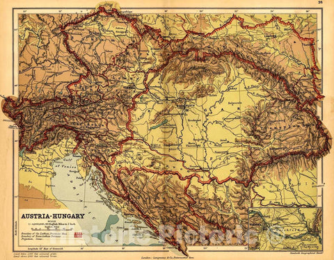 Historic Map : 1889 Austria - Hungary : Vintage Wall Art