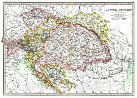 Historic Map : 1890 Austria-Hungary : Vintage Wall Art