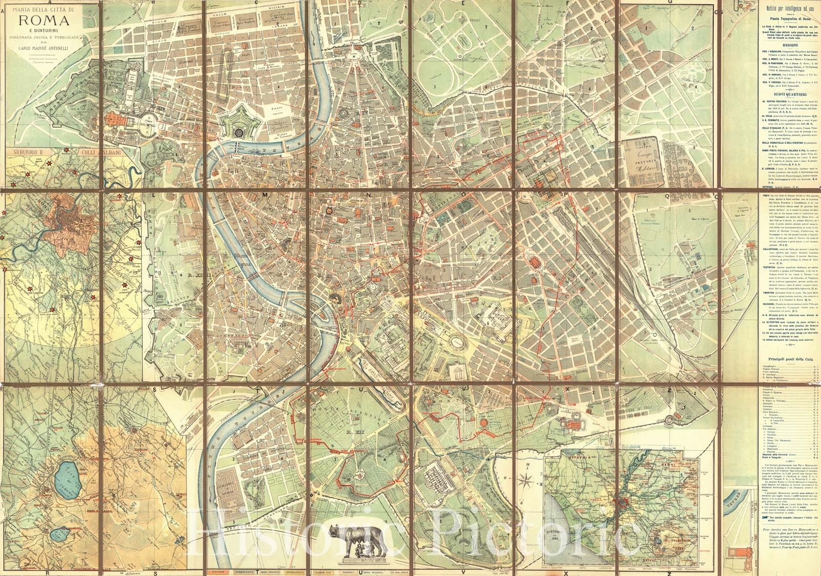 Historic Map : 1895 Rome and its Environs with Topography of the actua ...