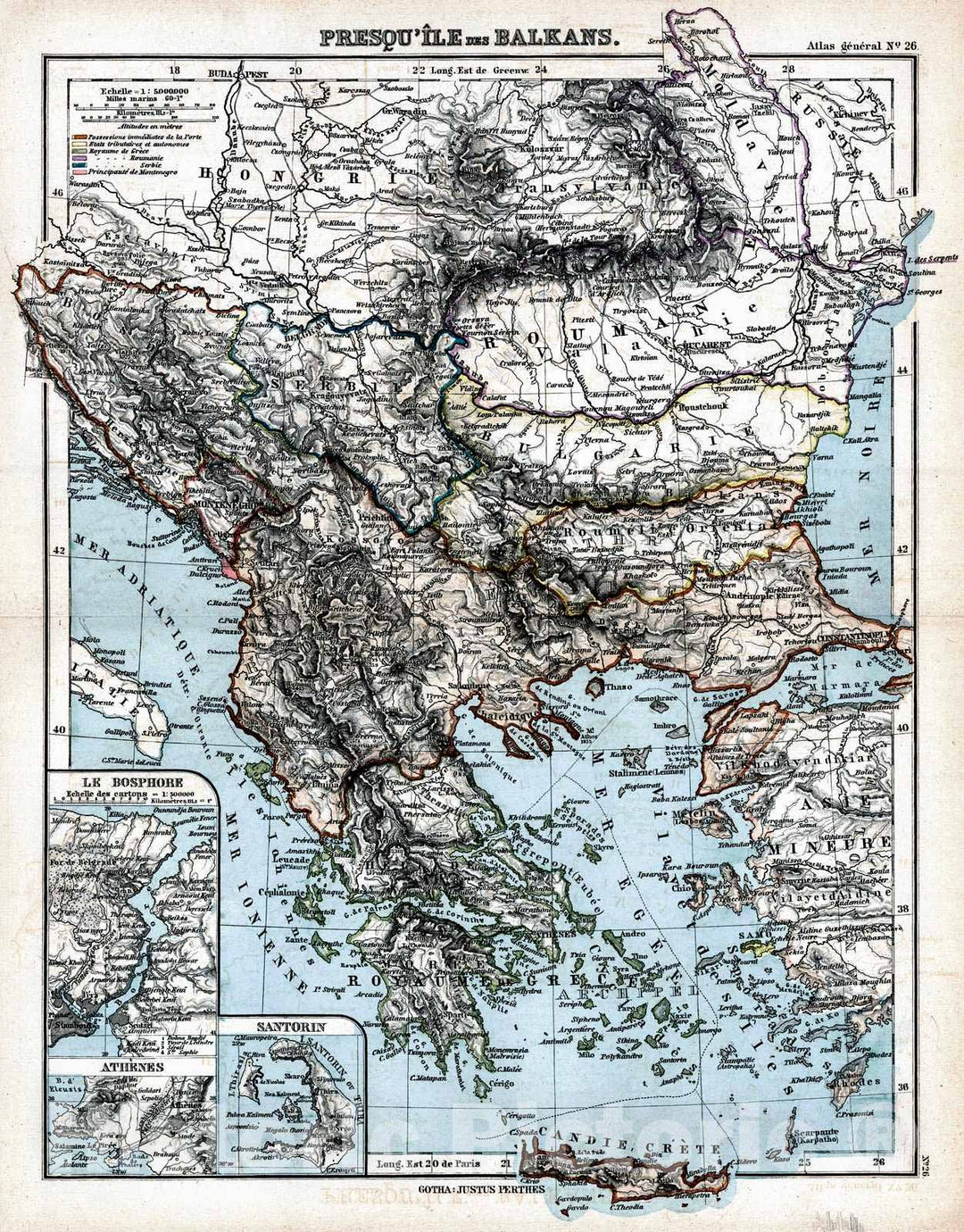 Historic Map : 1897 Presqu Ile des Balkans : Vintage Wall Art
