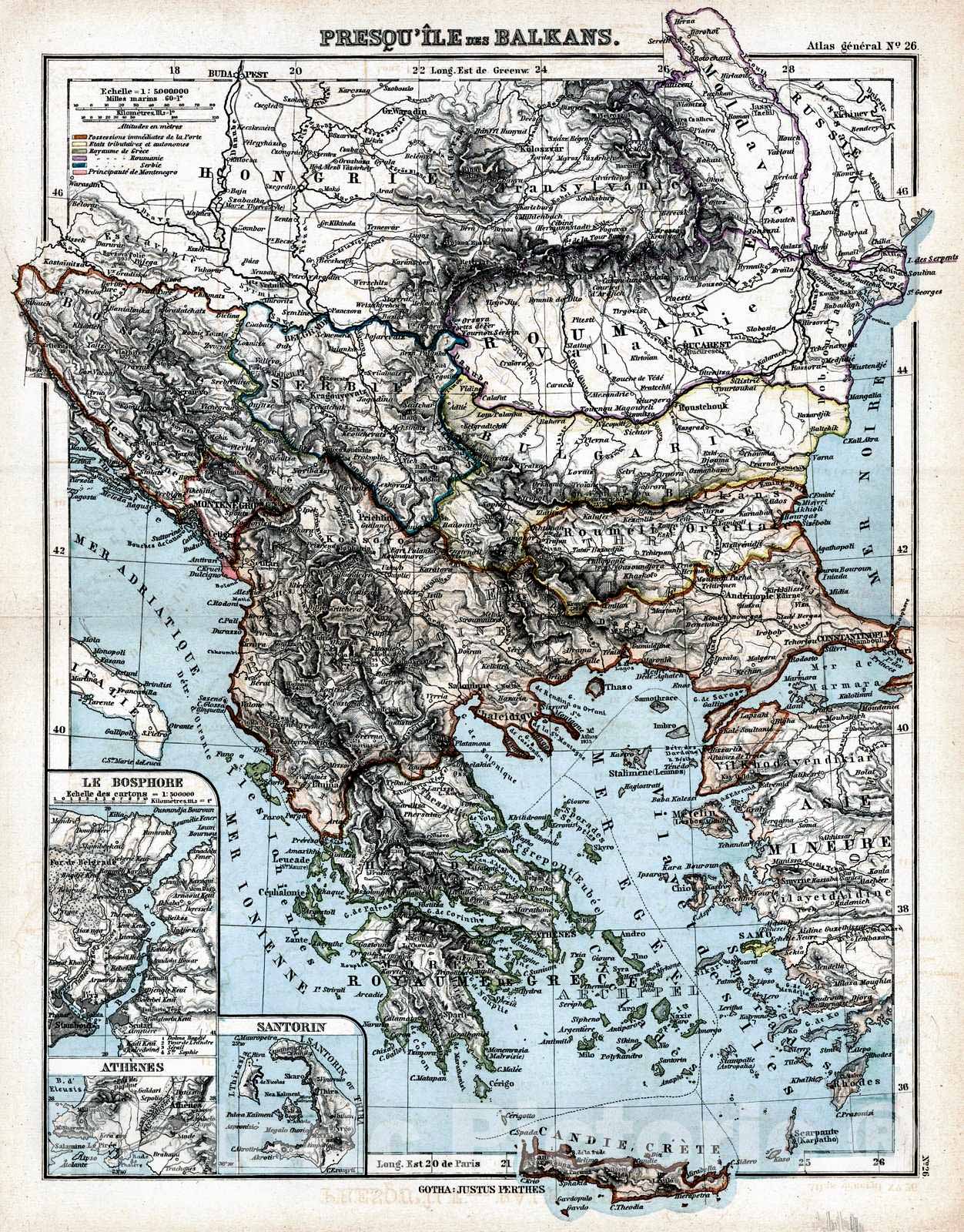 Historic Map : 1897 Presqu Ile des Balkans : Vintage Wall Art