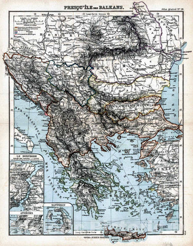 Historic Map : 1897 Presqu Ile des Balkans : Vintage Wall Art