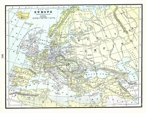 Historic Map : 1898 Map of Europe Since Treaty of Berlin (A.D. 1878) : Vintage Wall Art