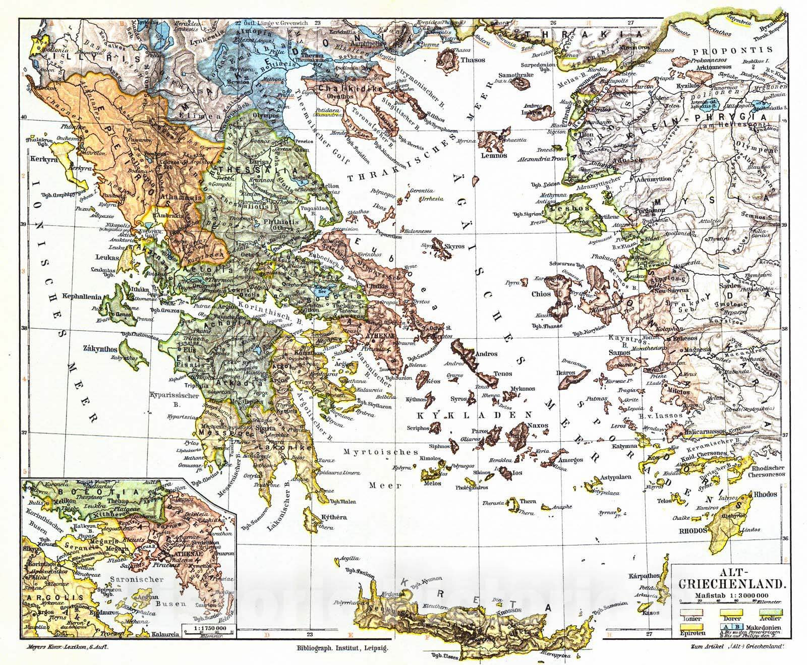 Historic Map : 1906 Alt - Griechenland : Vintage Wall Art