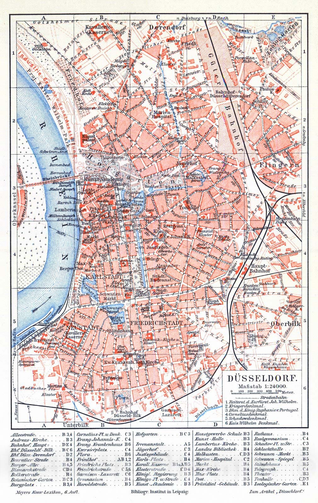 Historic Map : 1906 Dusseldorf : Vintage Wall Art