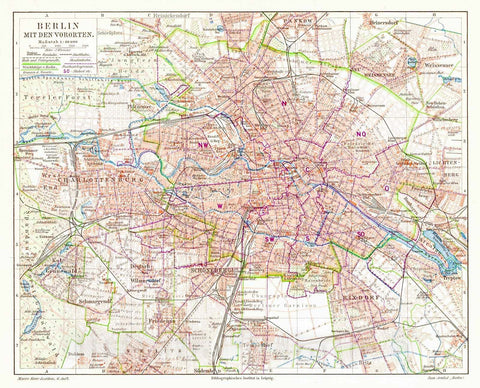 Historic Map : 1906 Berlin mit den Vororten : Vintage Wall Art