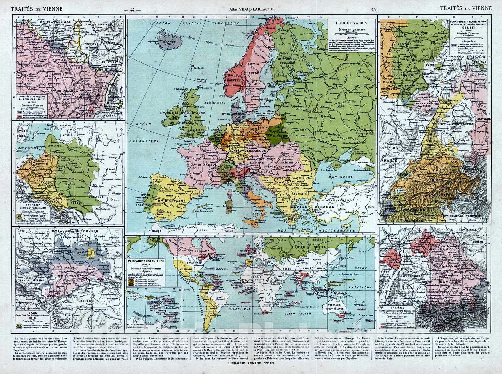 Historic Map : 1908 Europe en 1815 : Vintage Wall Art – Historic Pictoric