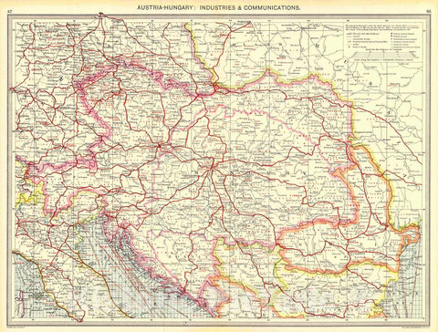 Historic Map : 1910 Austria-Hungary: Industries and Communications  : Vintage Wall Art