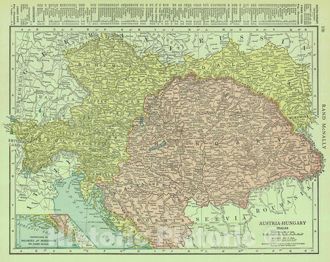 Historic Map : 1916 Austria-Hungary : Vintage Wall Art
