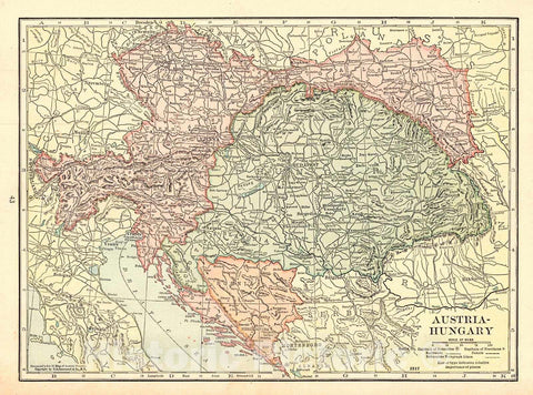 Historic Map : 1917 Austria-Hungary : Vintage Wall Art
