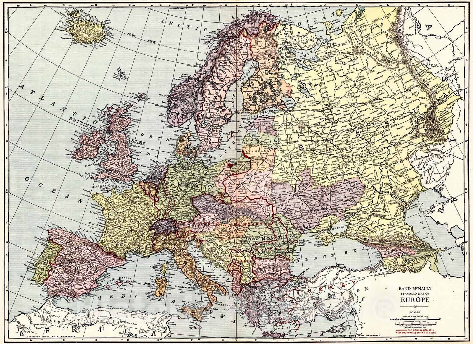 Historic Map : 1921 Europe : Vintage Wall Art – Historic Pictoric