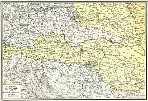 Historic Map : 1922 Austria, Hungary, and Czecho-Slovakia : Vintage Wall Art