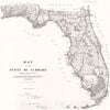 Historic Map : 1857 Map of the State of Florida : Vintage Wall Art