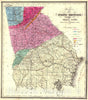 Historic Map : 1849 Bonner's Map of the State of Georgia : Vintage Wall Art