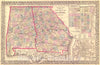 Historic Map : 1877 County Map of States of Georgia and Alabama : Vintage Wall Art