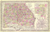 Historic Map : 1883 County Map of the States of Georgia and Alabama : Vintage Wall Art