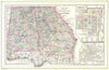 Historic Map : 1887 County Map of the States of Georgia and Alabama : Vintage Wall Art