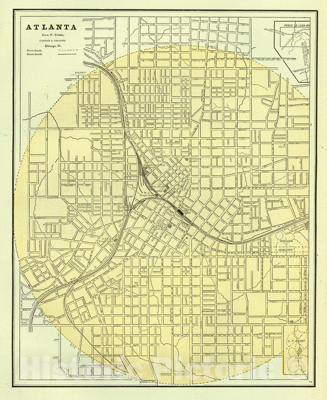 Historic Map : 1888 Atlanta : Vintage Wall Art