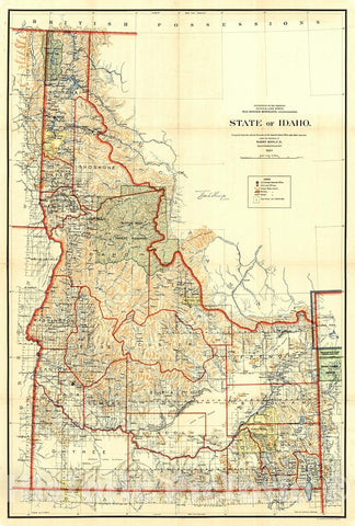 Historic Map : 1899 State of Idaho : Vintage Wall Art