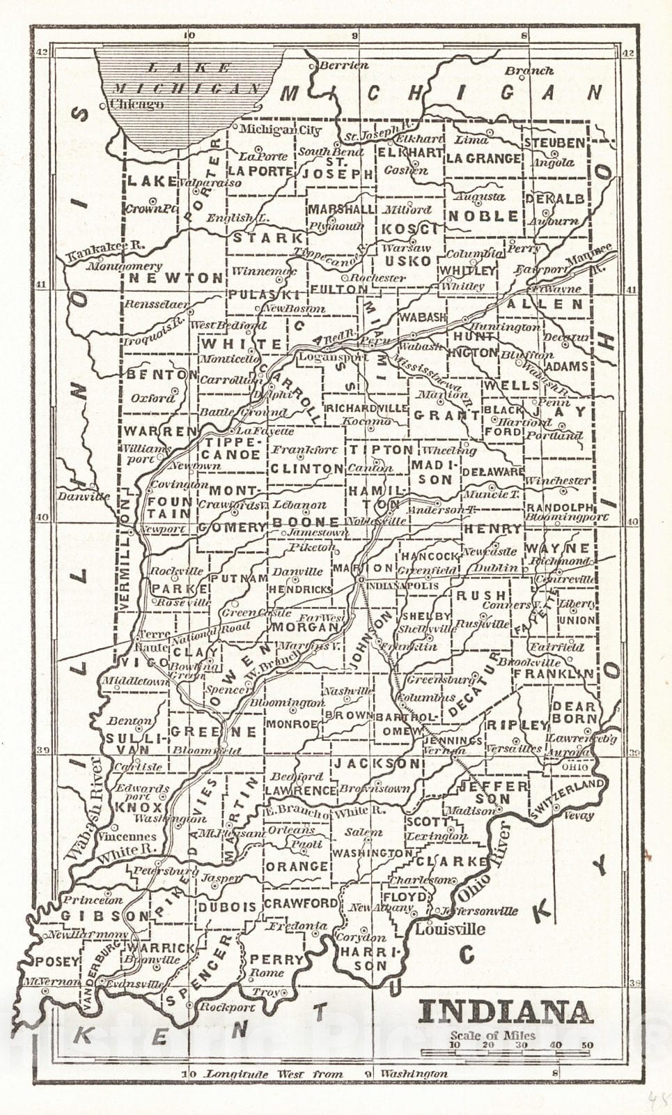 Historic Map : 1853 Indiana : Vintage Wall Art – Historic Pictoric