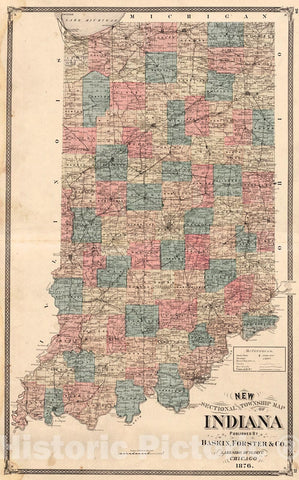 Historic Map : 1876 Illustrated Historical Atlas of the State of Indiana : Vintage Wall Art