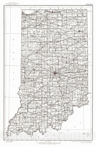 Historic Map : 1917 State of Indiana : Vintage Wall Art