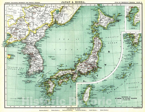 Historic Map : 1906 Japan and Korea : Vintage Wall Art