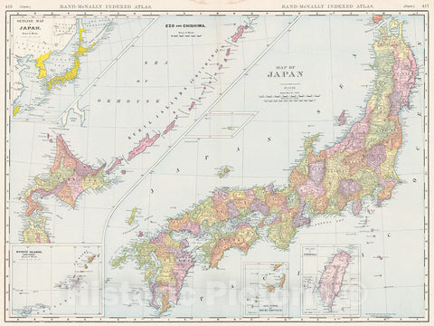 Historic Map : 1911 Map of Japan : Vintage Wall Art