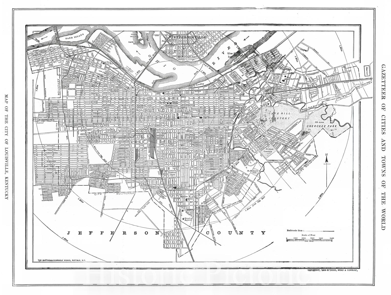 Historic Map : 1909 Map of the City of Louisville, Kentucky  : Vintage Wall Art