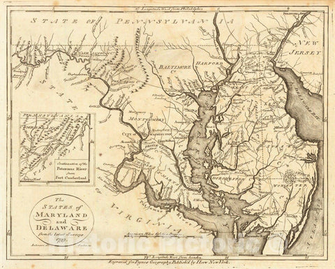Historic Map : 1799 The States of Maryland and Delaware from the Latest Surveys 1799 : Vintage Wall Art