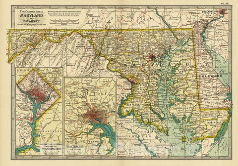 Historic Map : 1899 Maryland, Delaware, and District of Columbia : Vintage Wall Art