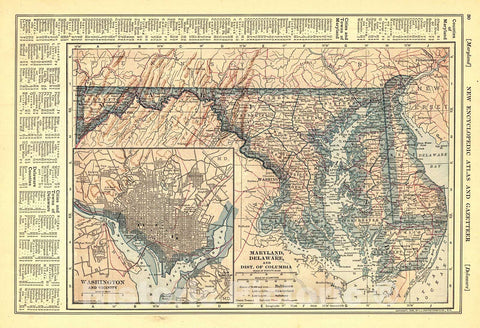 Historic Map : 1909 Maryland, Delaware, and the District of Columbia : Vintage Wall Art