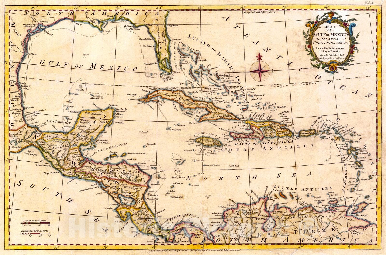 Historic Map : 1793 Map of the Gulf Mexico the Islands, and Countries Adjacent. : Vintage Wall Art